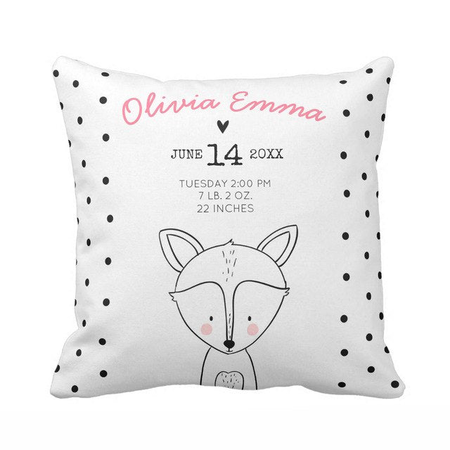 Personalised Baby Birth Stats Cushion Cover