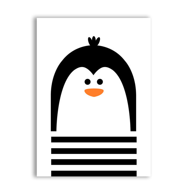 Animal Print Penguin Canvas Paintings - Just Kidding Store