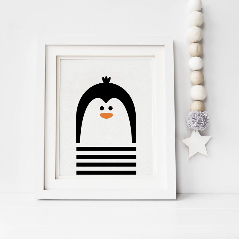 Animal Print Penguin Canvas Paintings - Just Kidding Store