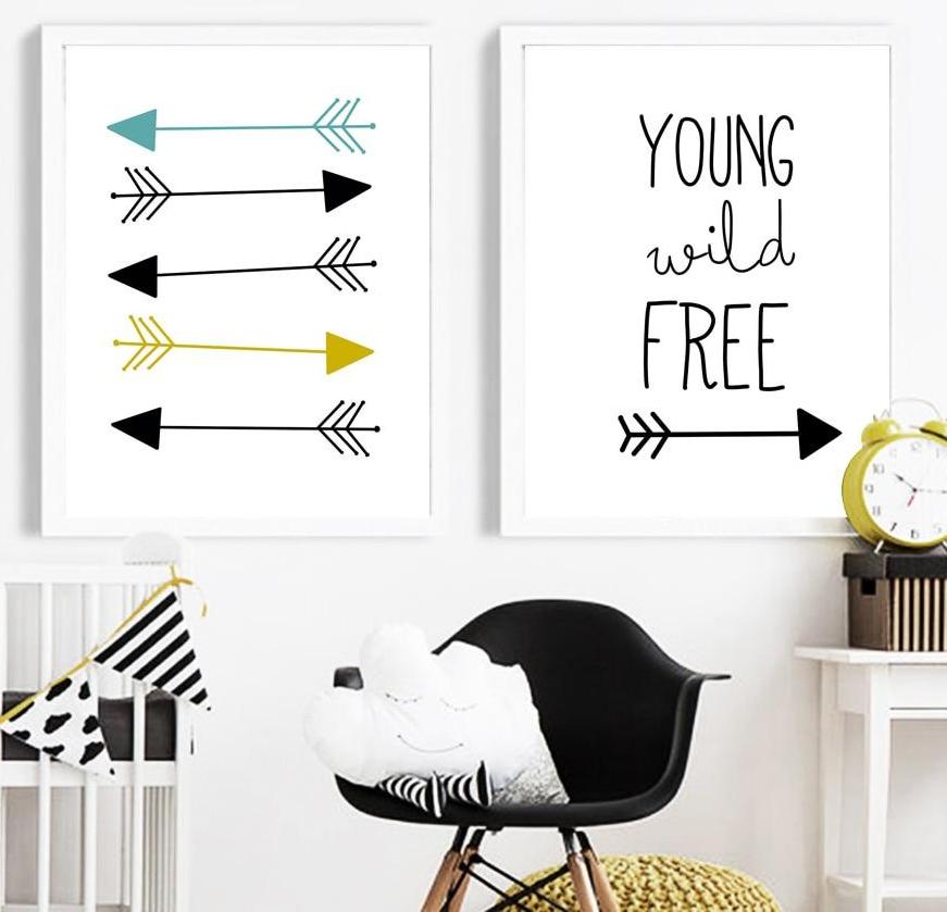 Adventure Inspiring Canvas Paintings - Wild Young Free, Arrow - Just Kidding Store