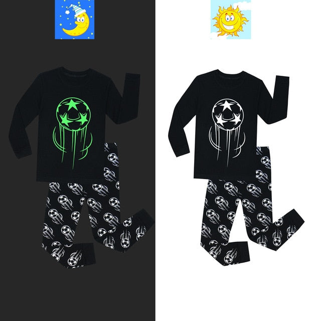 Glow in The Dark Dinosaur, Spaceman, Snowflake Pajama Just Kidding Store