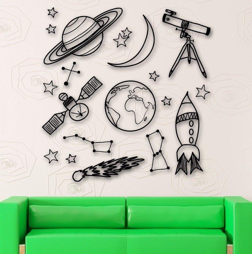 Space Mix Wall Decals - Kids Room Wall Stickers - Just Kidding Store