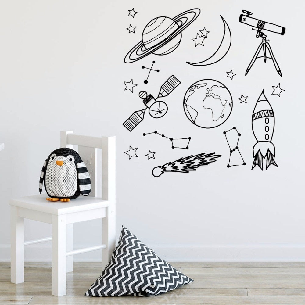 Space Mix Wall Decals - Kids Room Wall Stickers - Just Kidding Store