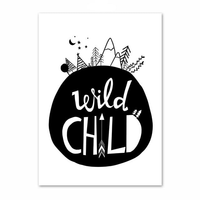 Nordic Canvas Wall Art - Wild Child, Arrow, Explore, Tribal Bear, High - Just Kidding Store