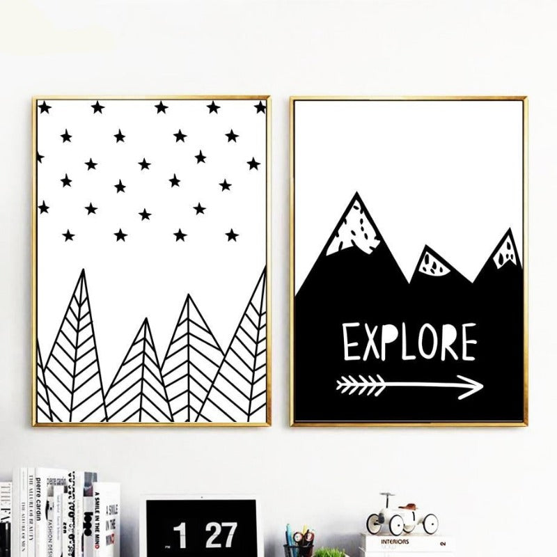 Nordic Canvas Wall Art - Wild Child, Arrow, Explore, Tribal Bear, High - Just Kidding Store