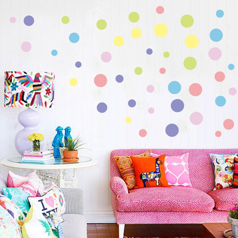Pastel Polka Dots Wall Decal Colorful Wall Stickers Just Kidding Store
