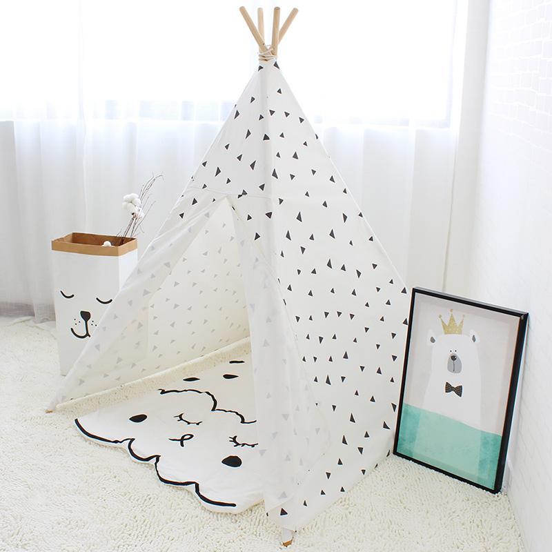 Black Triangle Teepee - Four Poles Kids Tent - Just Kidding Store