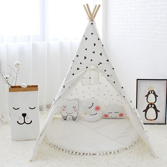 Black Triangle Teepee - Four Poles Kids Tent - Just Kidding Store