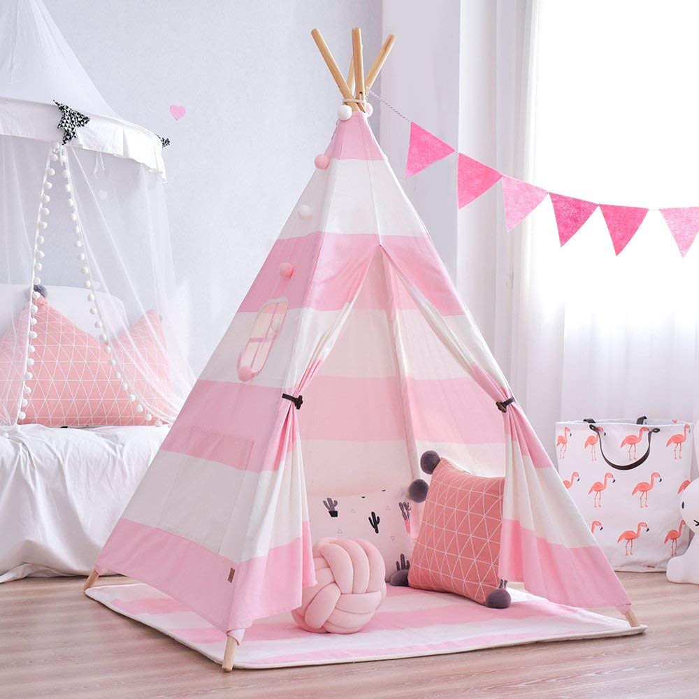 Pink Striped Teepee - Kids Indian Play Tent - Just Kidding Store