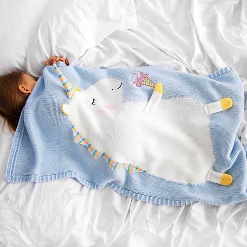 Get Enchanted Unicorn Cotton Knitted Baby Kids Blanket - Just Kidding Store