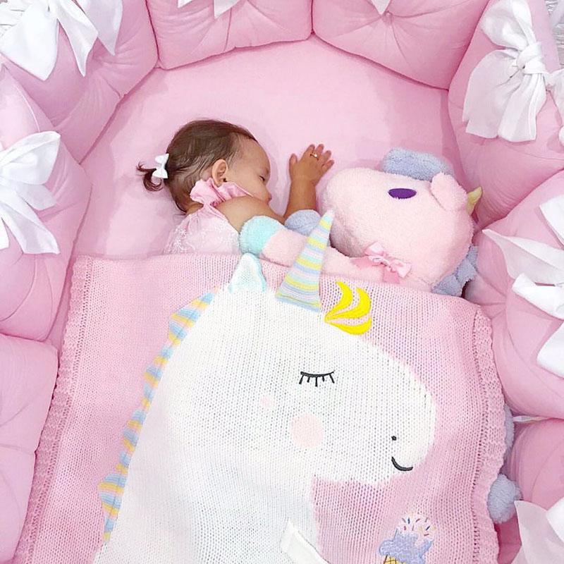 Get Enchanted Unicorn Cotton Knitted Baby Kids Blanket - Just Kidding Store