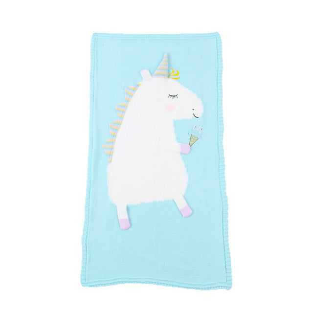 Get Enchanted Unicorn Cotton Knitted Baby Kids Blanket - Just Kidding Store