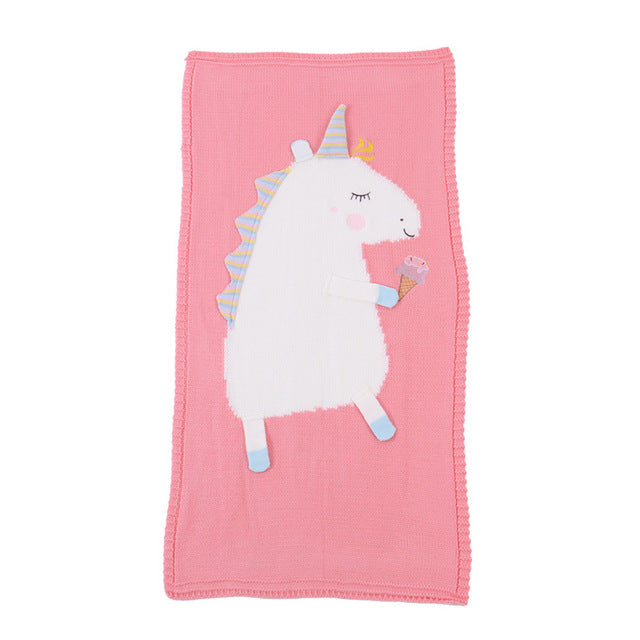 Get Enchanted Unicorn Cotton Knitted Baby Kids Blanket - Just Kidding Store