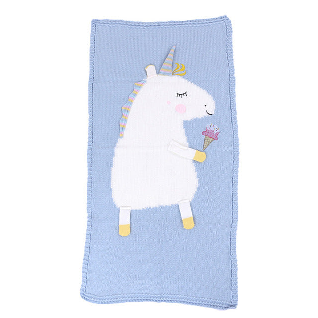 Get Enchanted Unicorn Cotton Knitted Baby Kids Blanket - Just Kidding Store