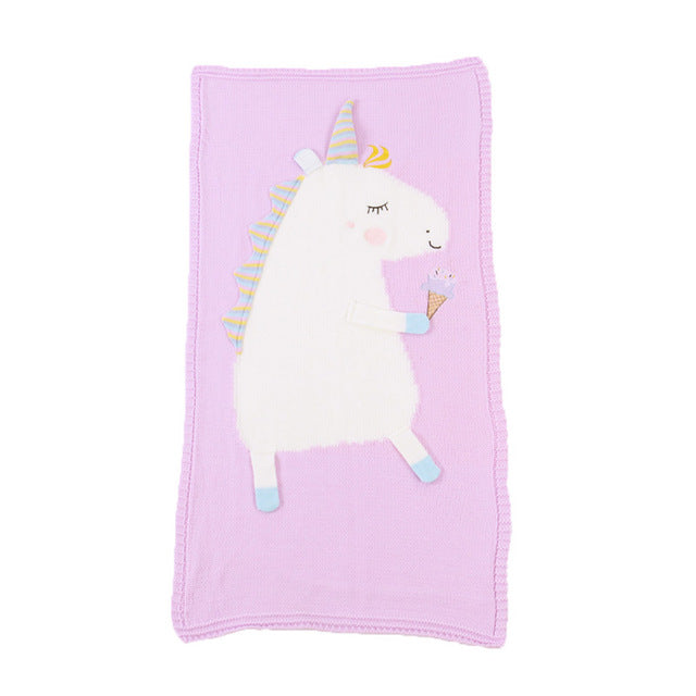 Get Enchanted Unicorn Cotton Knitted Baby Kids Blanket - Just Kidding Store