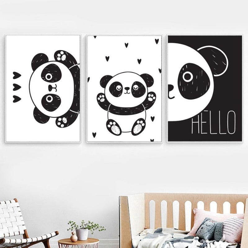 Scandinavian Kids Canvas Print - Panda Wall Art - Just Kidding Store