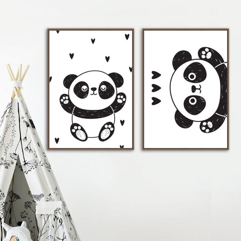 Scandinavian Kids Canvas Print - Panda Wall Art - Just Kidding Store