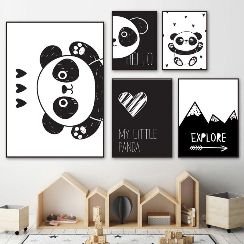 Scandinavian Kids Canvas Print - Panda Wall Art - Just Kidding Store