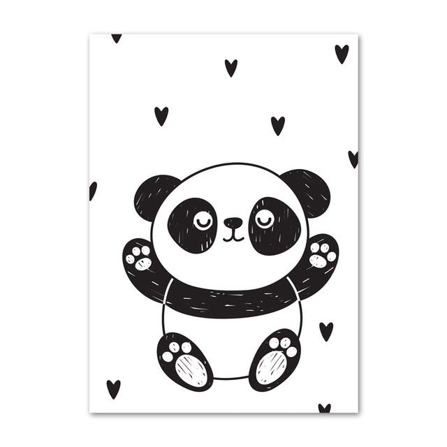 Scandinavian Kids Canvas Print - Panda Wall Art - Just Kidding Store