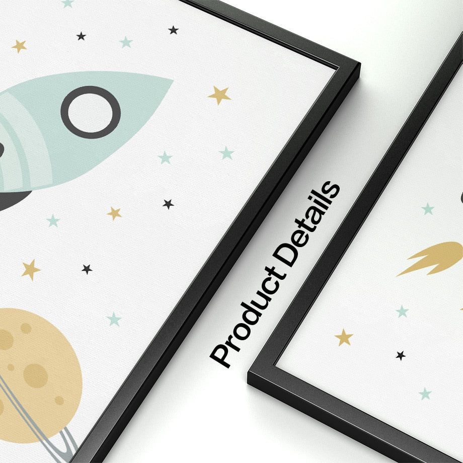 Nordic Style Kids Posters Bear, Rocket, Reach For The Stars - Just Kidding Store