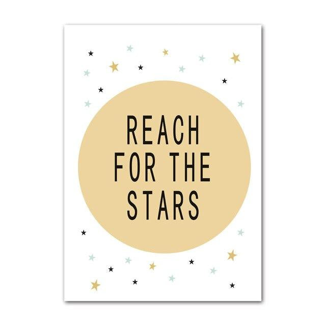 Nordic Style Kids Posters - Bear, Rocket, Reach For The Stars