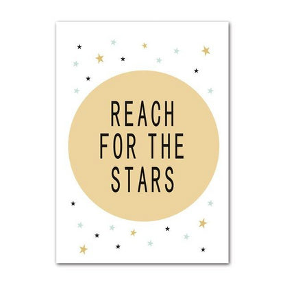 Nordic Style Kids Posters - Bear, Rocket, Reach For The Stars