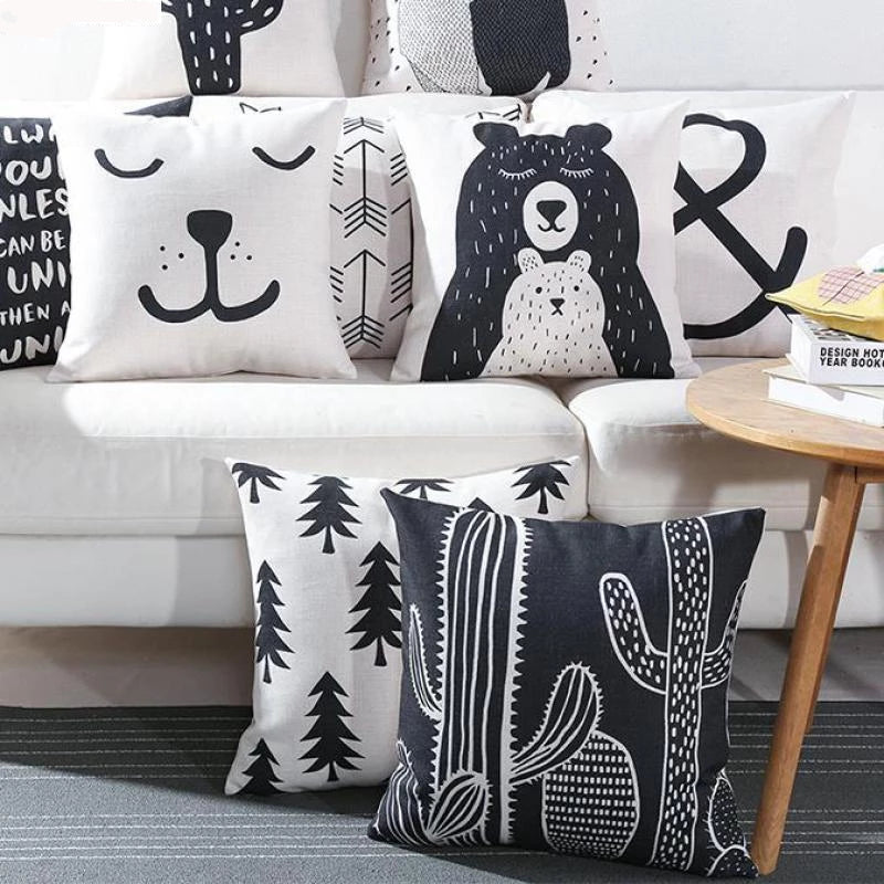 Nordic Style Cushion Covers - Cactus, Bear, Pine Tree, Arrow - Just Kidding Store