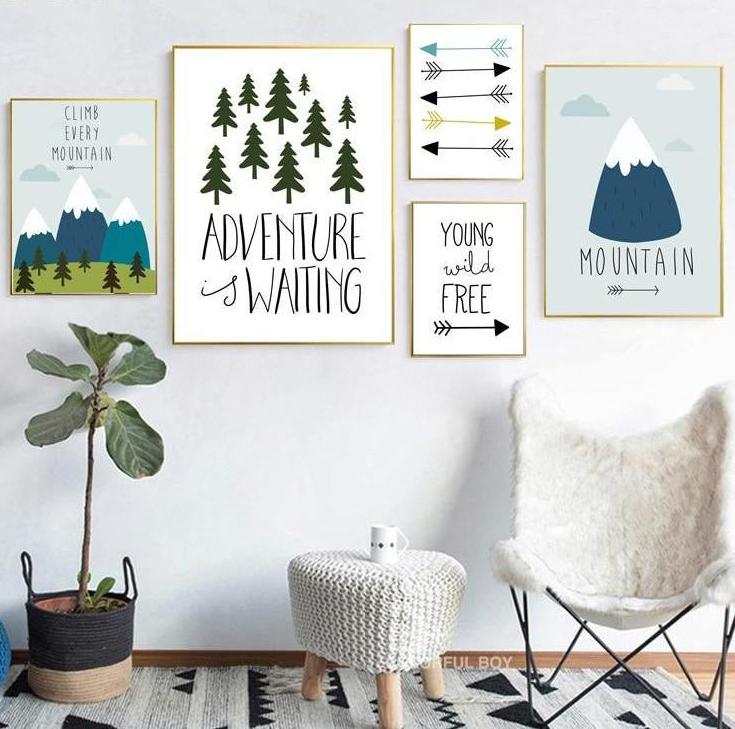 Adventure Inspiring Canvas Paintings - Forest, Mountain, Arrow, Adventure Quotes