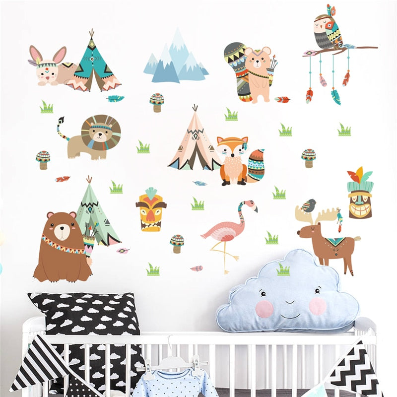 Indian Tribe Wall Stickers Kids Woodland Wall Decals Just Kidding Store