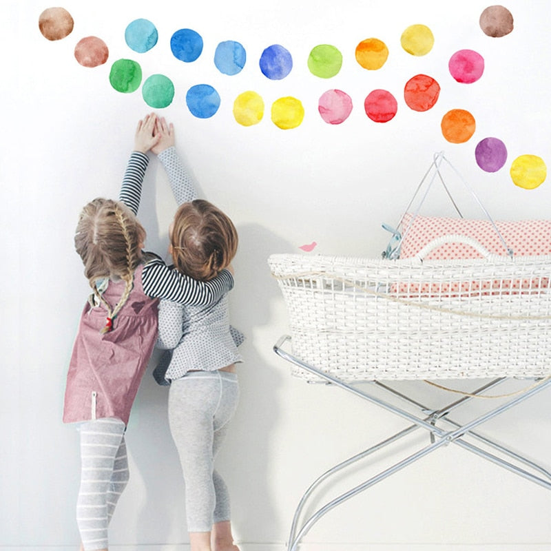 Watercolor Dot Wall Decal Colorful Wall Stickers - Just Kidding Store