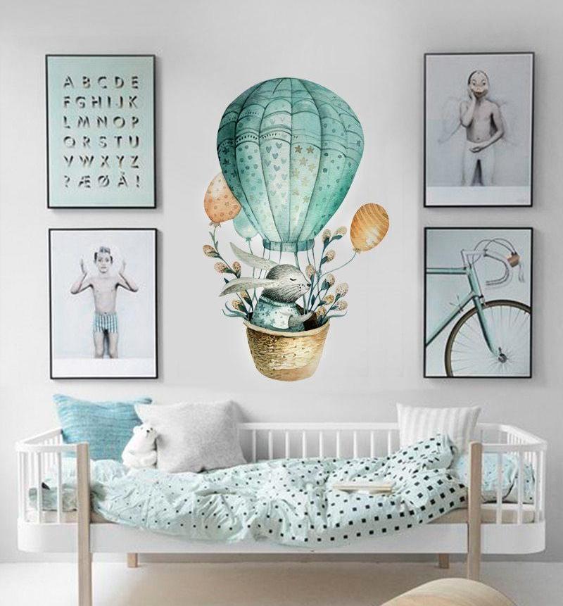 Hot Air Balloon Decal - Watercolor Wall Sticker - Just Kidding Store