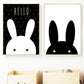 Black White Miffy Canvas Print Bunny Wall Art -  Just Kidding Store