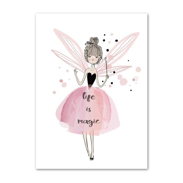 Canvas Wall Art Good Night Little Girl, Life Is Magic Just Kidding Store