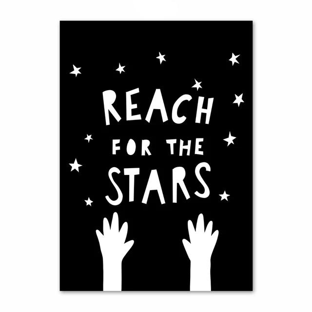 Reach for The Stars Inspiring Monochrome Canvas Paint - Just Kidding Store