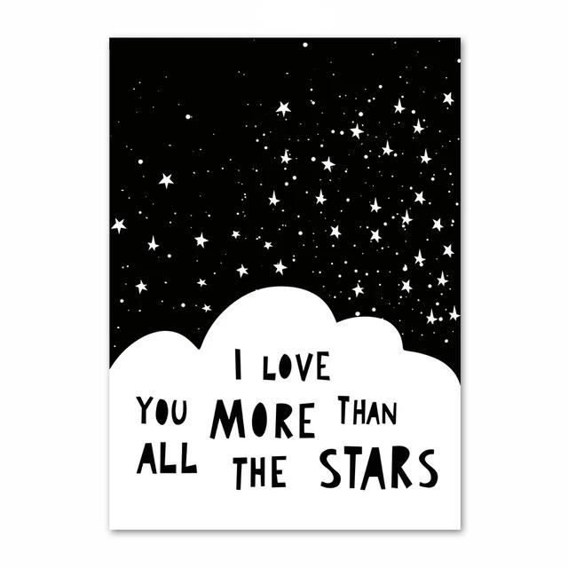 I Love you more than all the sars - Inspiring Monochrome Canvas Paint - Just Kidding Store