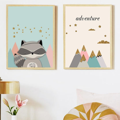 High Peak Mountains Canvas Woodland Nursery Wall Art - Just Kidding Store