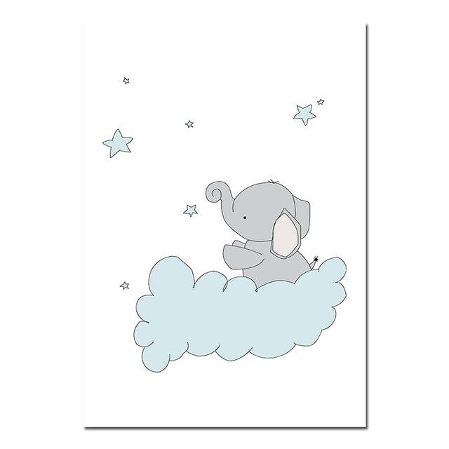 Dreamy Elephant Canvas Wall Art - Nursery Posters - Just Kidding Store