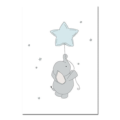 Dreamy Elephant Canvas Wall Art - Nursery Posters - Just Kidding Store