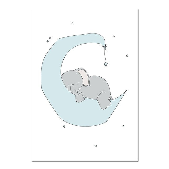 Dreamy Elephant Canvas Wall Art - Nursery Posters - Just Kidding Store