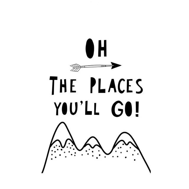 Oh The Places You'll Go Inspiring Monochrome Canvas Paintings - Just Kidding Store