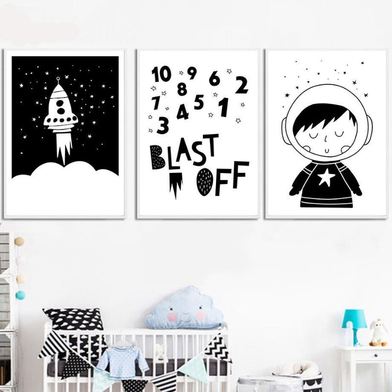 Canvas Wall Art - Astronaut, Rocket, Blast Off - Just Kidding Store