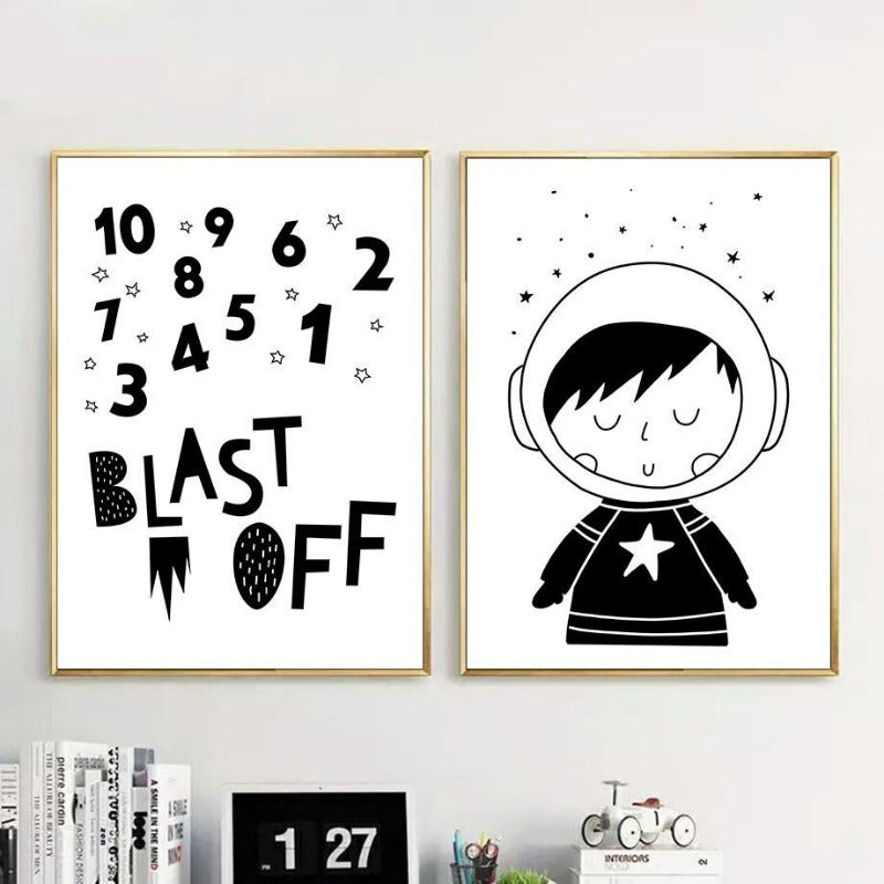 Canvas Wall Art - Kids Painting Astronaut Blast Off - Just Kidding Store