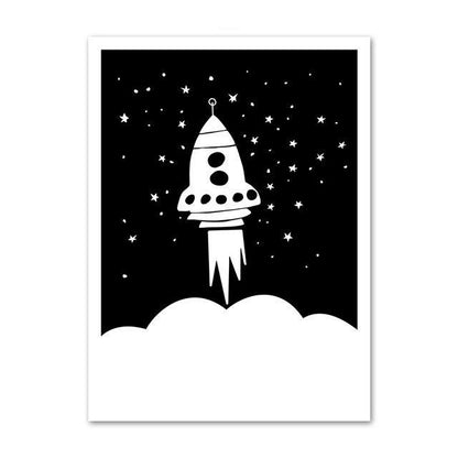 Canvas Wall Art -  Rocket Painting - Just Kidding Store