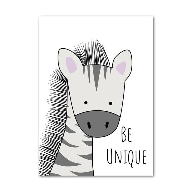 Kids Canvas Wall Art - Zebra, Hippo, Giraffe, Lion, Crocodile, Monkey - Just Kidding Store