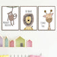 Kids Canvas Wall Art - Zebra, Hippo, Giraffe, Lion, Crocodile, Monkey - Just Kidding Store