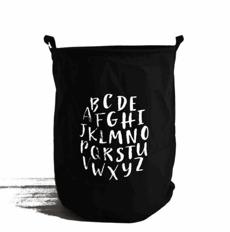 Alphabet Hamper Bag Storage Basket - Black, White - Just Kidding Store