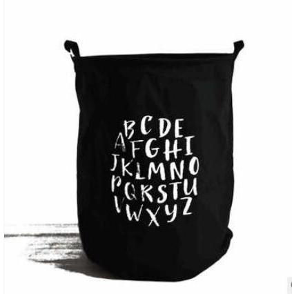 Alphabet Hamper Bag Storage Basket - Black, White - Just Kidding Store