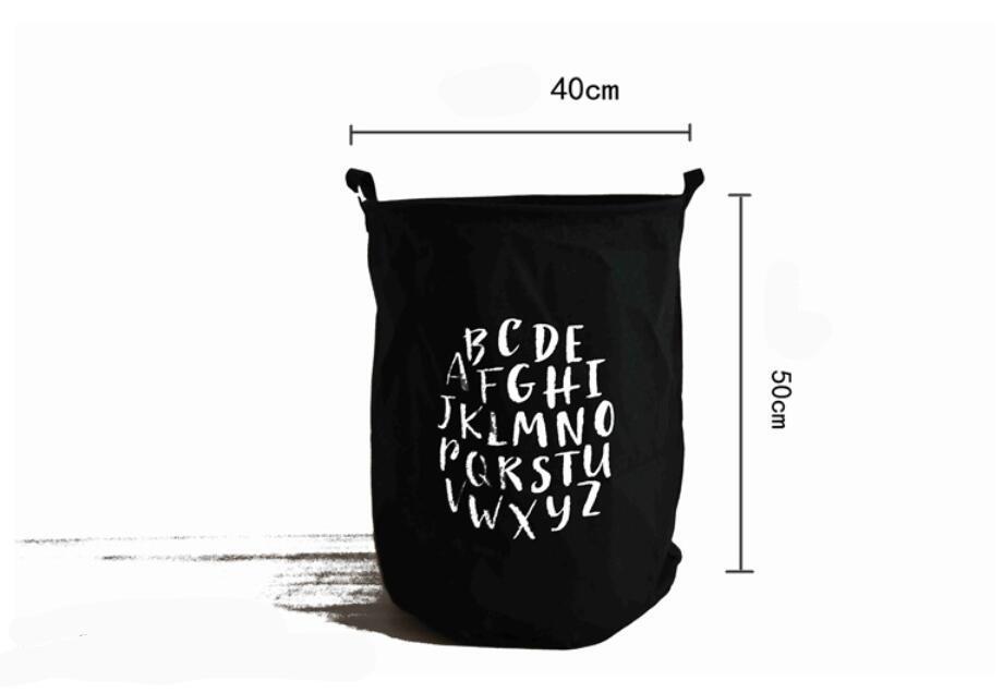 Alphabet Hamper Bag Storage Basket - Black, White - Just Kidding Store