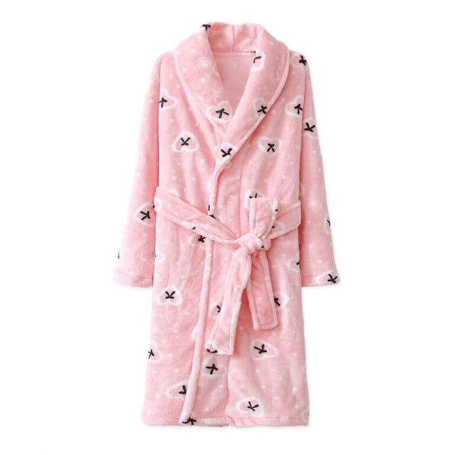 Long Flannel Pink Bathrobe - Kids Dressing Gown - Just Kidding Store