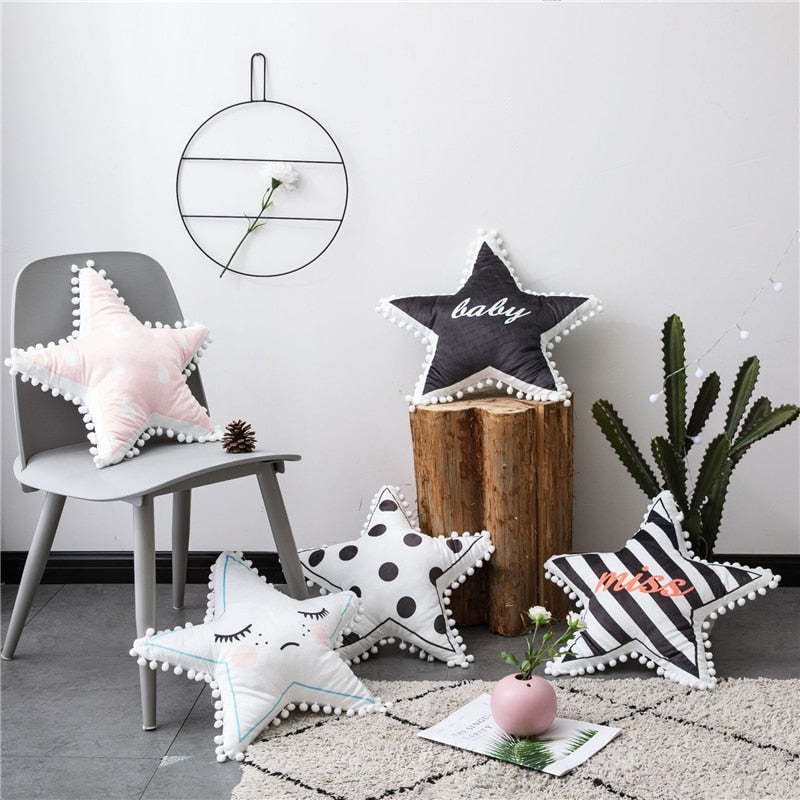 Star Pom Pom Cushion Nordic Style Pillows - Just Kidding Store